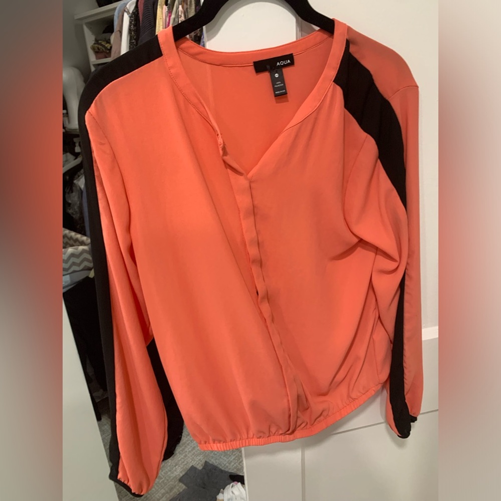 Aqua Orange Button Down Blouse - image 1